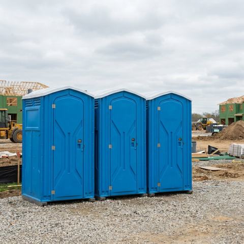 Standard porta potty rental units at a Tucson, Arizona construction site